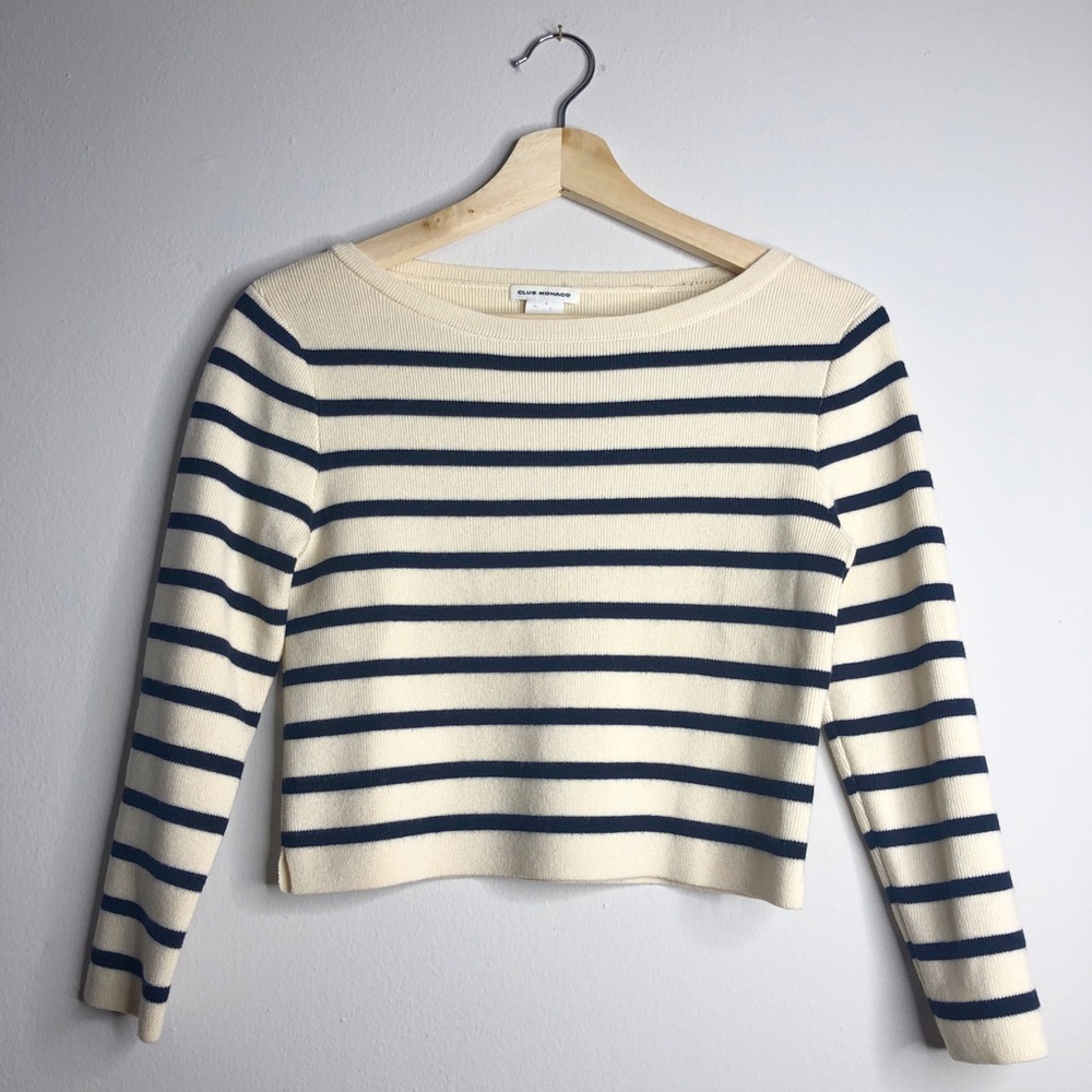 CLUB MONACO Cropped Wool Blend Sweater Small